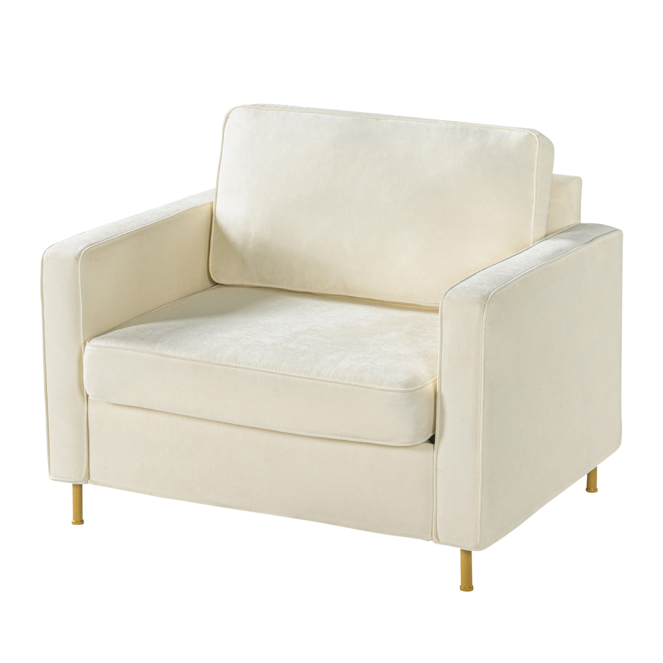 Christopher Knight Home Modern Chenille Upholstered Single Sofa with Square Arms, Pillow Back, Beige