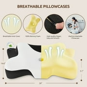 MOONORAH Cervical Pillow for Sleeping Neck Pain Relief with Pillowcase Standard/Queen Blue+Black