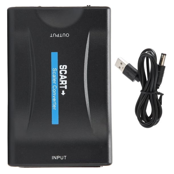 Convertidor de interfaz multimedia SCART a alta definición, salida 1080p 20p para audio y vídeo (negro)