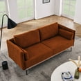 thumbnail image 2 of SYNGAR Loveseat Sofa, Modern Upholstered Linen Fabric Love Seat with 2 Pillows, Extra Deep Seat Couches, Comfy Sofas for Living Room, Bedroom, Apartment, Orange, 2 of 7