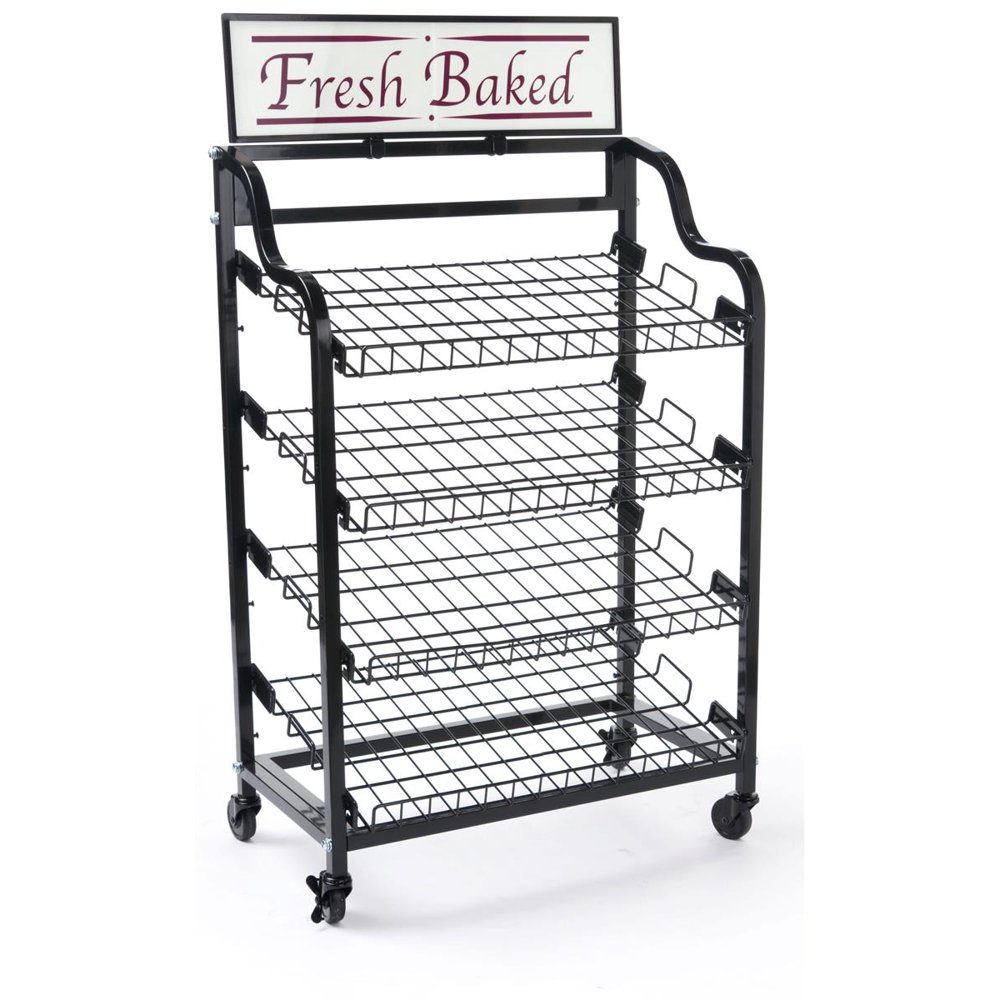 Baker's Rack with 4 Tilting Wire Shelves, Includes 2 Optional Sign Holders and "Fresh Baked