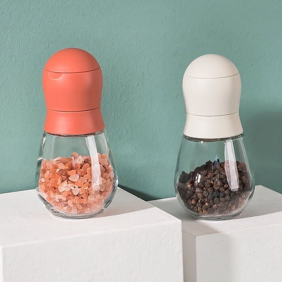 ​Manual Salt and Pepper Grinder Set - 5oz Glass Shakers with Adjustable Ceramic Grinders - Refillable Pepper Mill & Salt Mill for Kitchen Spices 2-piece set (Finnish red, white)