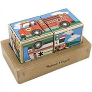 Melissa & Doug Vehicles Sound Blocks 6-in-1 Puzzle With Wooden Tray
