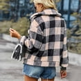thumbnail image 4 of Aboser Long Sleeve Plaid Shacket for Women Trendy Lapel Crop Jackets Winter Warm Fleece Jacket Fitted Button Down Coat Tops, 4 of 9