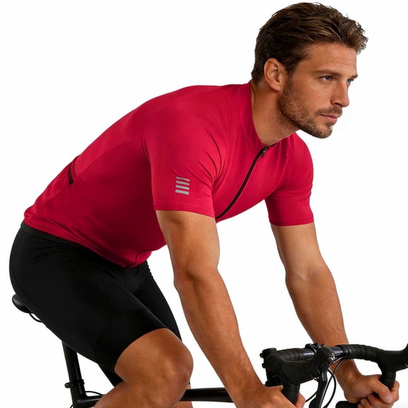 Yaoyar Men's Cycling Bike Jersey Short Sleeve with 3 Rear Pockets- Moisture Wicking, Breathable, Quick Dry Biking Shirt