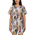 thumbnail image 1 of Balery Colourful Horses Conjunto de Pijama para Mujer con Estampado, Dos Piezas de Manga Corta y Shorts, Ropa de Dormir Suave con Cuello Redondo y Bolsillos-Small, 1 of 1