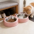 thumbnail image 6 of SHENGXINY Stainless Steel Cat Food Bowl and Water Bowl Set - Frog Shaped Double Stainless Steel Bowls, Dual Food Water Feeder for Small Medium Dogs & Cats Pink 10.63x5.91x1.57in, 6 of 6