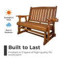 thumbnail image 6 of Innovaze Wooden Patio Glider, with Cup Holders, High Back and Deep Contoured Seat, Solid Fir Wood, Heavy Duty 800 LBS,for Outdoor Porch (Teak Tone, 2-Seater), 6 of 6