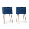 thumbnail image 3 of Topcobe 2 Pieces Modern 2 Drawer Nightstand for Home Office Small Spaces, Home Decor Minimalist Lamp Table for Bedroom Living Room, Easy Assembly Bedside Table Set for Sofa Couch, Blue, 3 of 11