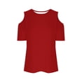 thumbnail image 4 of Timegard T-Shirts à Manches Courtes pour Femmes, Épaule Dénudée, Col Ras du Cou, Tunique Décontractée Confortable, T-Shirt Basique Mignon, 4 of 6