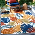 thumbnail image 3 of SAFAVIEH Cabana Kuzman Botanical Indoor/Outdoor Area Rug, Creme/Red, 5'3" x 5'3" Square, 3 of 6