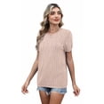 thumbnail image 4 of WIHOLL Short Sleeve Sweater for Women Round Neck Knit Work Tops Beach Fashion Vacation Clothes Summer Outfits 2026 Beige Tops, 4 of 8