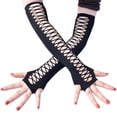 thumbnail image 4 of 2pc Femmes Longs Gants Sans Doigts Coude Longueur Punk pour Mariage Déguisement Partie Robe de Soirée, 4 of 7