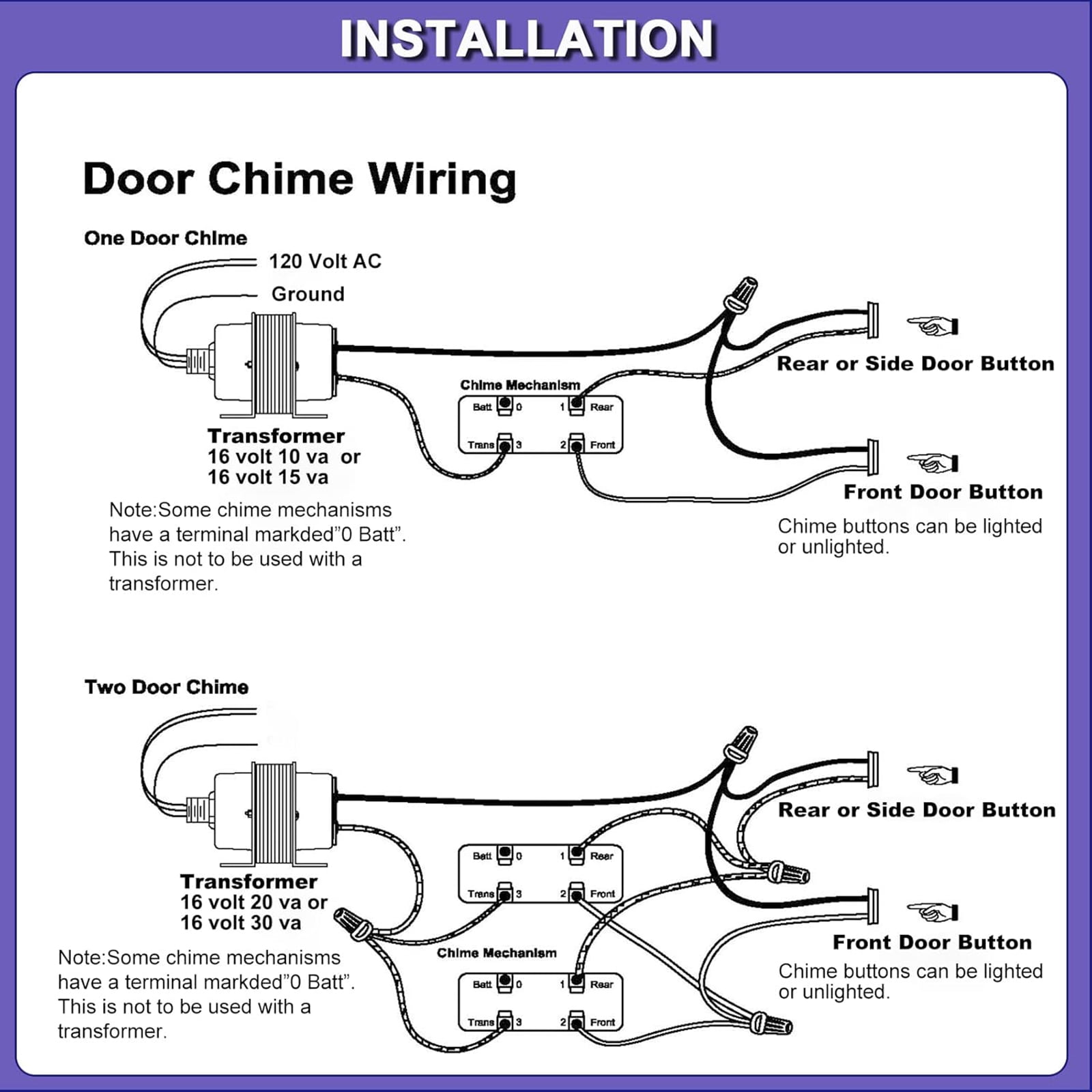 16V 30VA Doorbell Voltages Changer Hardwired Door Chimes Voltages Changer Doorbell Power Supply Unit for Rings Doorbell