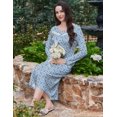 thumbnail image 5 of Ekouaer Long Sleeve Nightgowns for Women Long Sleepshirts Button Night Gowns Full Length Sleepwear with Pockets Flower Clusters, 5 of 6