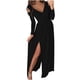 thumbnail image 2 of ICHUANYI Clearance Fashion Women's Elegant Sexy Long Sleeve V-Neck Dress Solid Color Long Dress Skirt Dress(Black, XXL) Ichuanyi Ichuanyi, 2 of 5