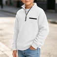 thumbnail image 6 of Sakuulaan Boys Quarter Zip Sweatshirt Mock Neck Textured Knit Casual Long Sleeve Jacket, 6 of 7