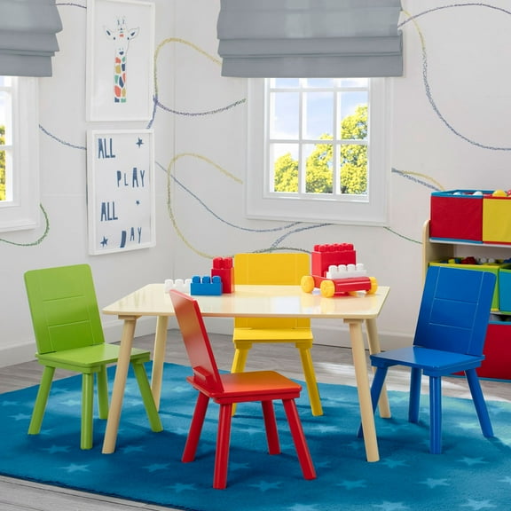 Delta Children Kids' Table and Chair Set (4 Chairs Included), Assorted Colors