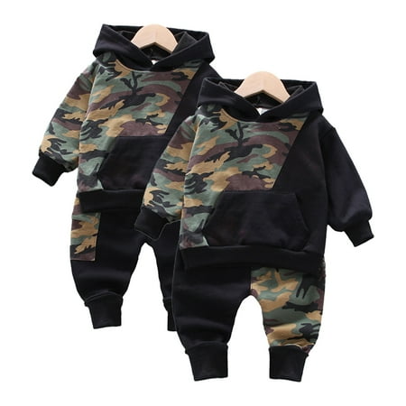 

AJZIOJIRO Toddler Kids 2Pcs Sweatshirt Sweatpants Outfit for Boys Little Boys Fall Winter Clothes 2Pcs Infant Hooded Pullover Sweatsuit Jogger Pants Set Baby Camouflage Tracksuits Pants Set for 6M-4Y