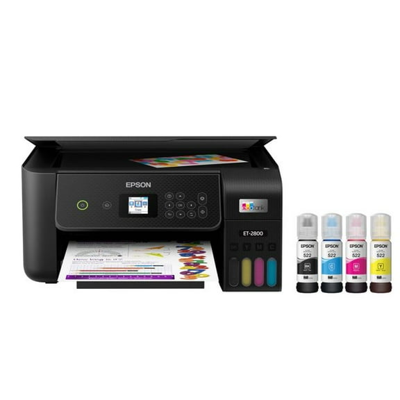 Epson EcoTank ET-2800 Wireless Color All-in-One Cartridge-Free Supertank Printer with Copy & Scan, The Ideal Basic Home Printer, Black, Bundle with Printer Cable