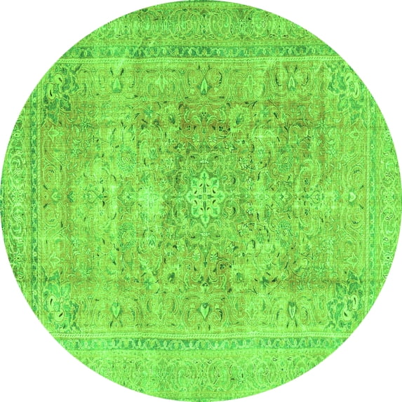 Ahgly Company Indoor Round Persian Green Traditional Area Rugs, 5' Round