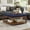 Navy Blue, variant on CQSXDA Square Upholstered Tufted Linen Ottoman Coffee Table with Durable Solid Wood Shelf for Style