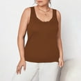 thumbnail image 3 of Brilliant Tank Tops for Women Plus Size Women's New Plus Size Solid Color Lace Racerback U-Neck Camisole Sleeveless Tank Tops Brown XL, 3 of 7
