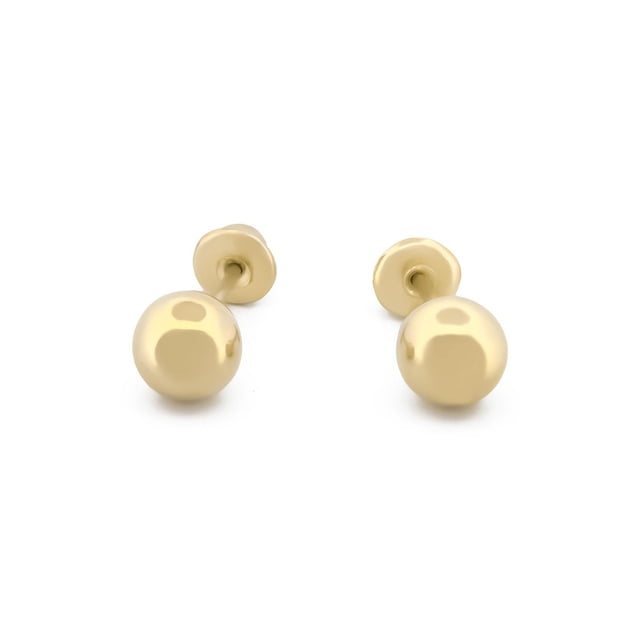Arete Broquel De Bola 3 mm Oro Sólido 14k