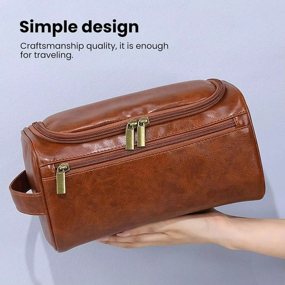 Artículos de Tocador de Tamaño de Viaje Personalizados para Hombres, Organizador de Viaje Duradero y Elegante para Viajes, Aseo y Cuidado Personal, Artículos de Viaje Esenciales de Cuero Impermeables.