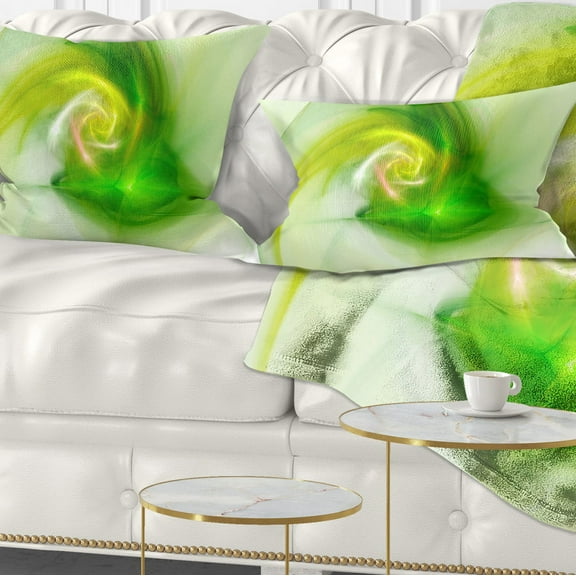 Designart Bright Green Fractal Illustration - Abstract Throw Pillow - 12x20