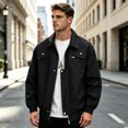 thumbnail image 5 of Mens Lapel Collar Functional Cargo Outerwear, American Street Multi Pocket Wind Jacket, Spring Autumn Daily Coat, 5 of 6