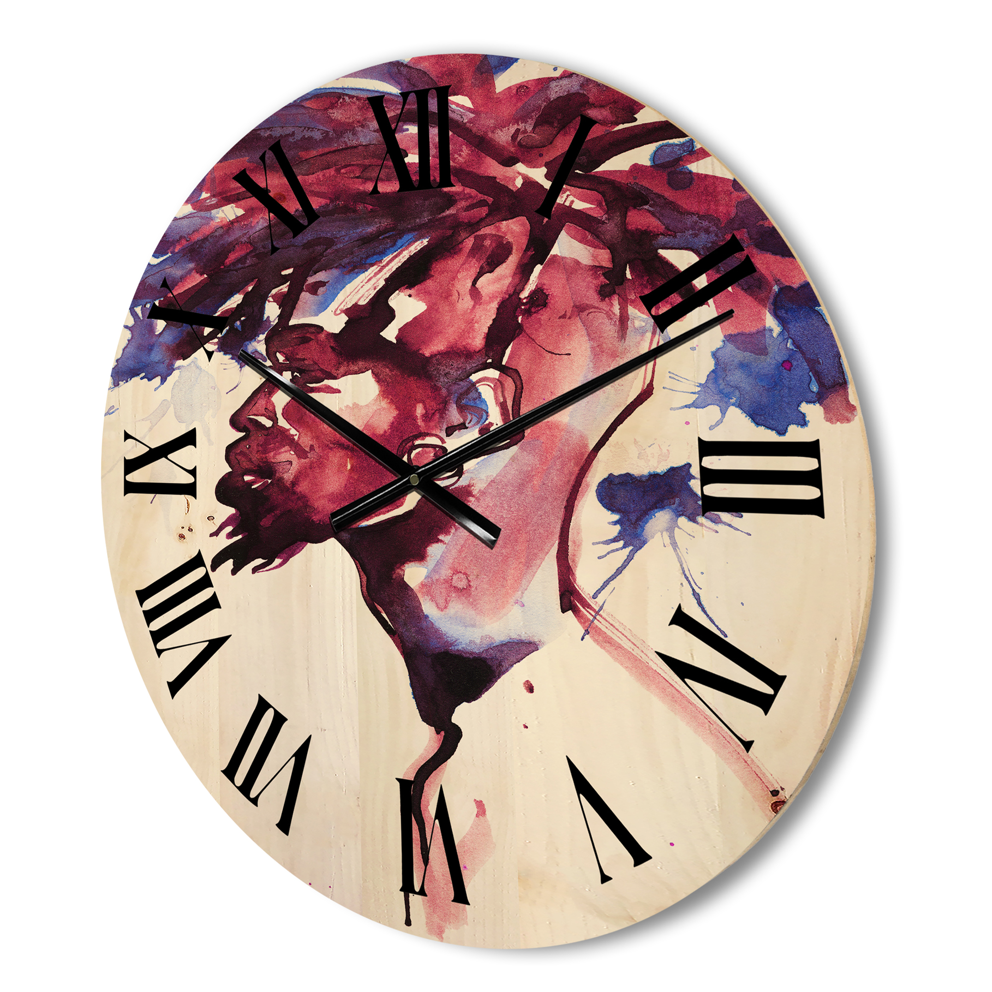 Designart 'Fashion Portrait of Handsome African Man' Modern Wood Wall Clock