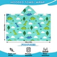 thumbnail image 2 of LightBlue Cartoon Dinosaurs Trees Clouds Pattern Hooded Bath Towel，60"x35" for Ages 3 To 12 Kids, Quick Dry Lightweight Soft Microfiber Hood Beach Towel Cover Up for Kids, 2 of 7