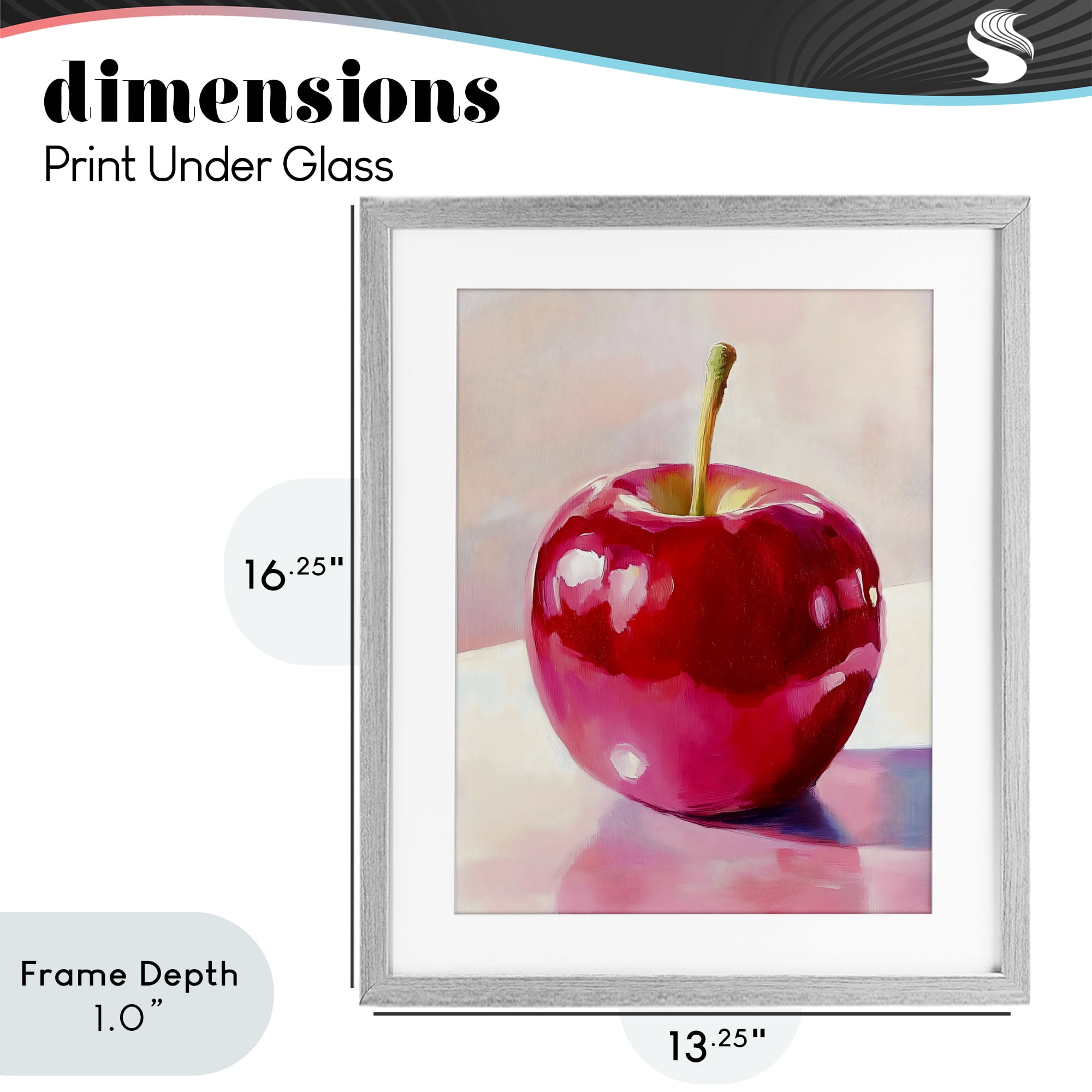Stupell Industries Shiny Red Apple Reflection Gray Framed Print Under Glass, design by The Prints Vibe
