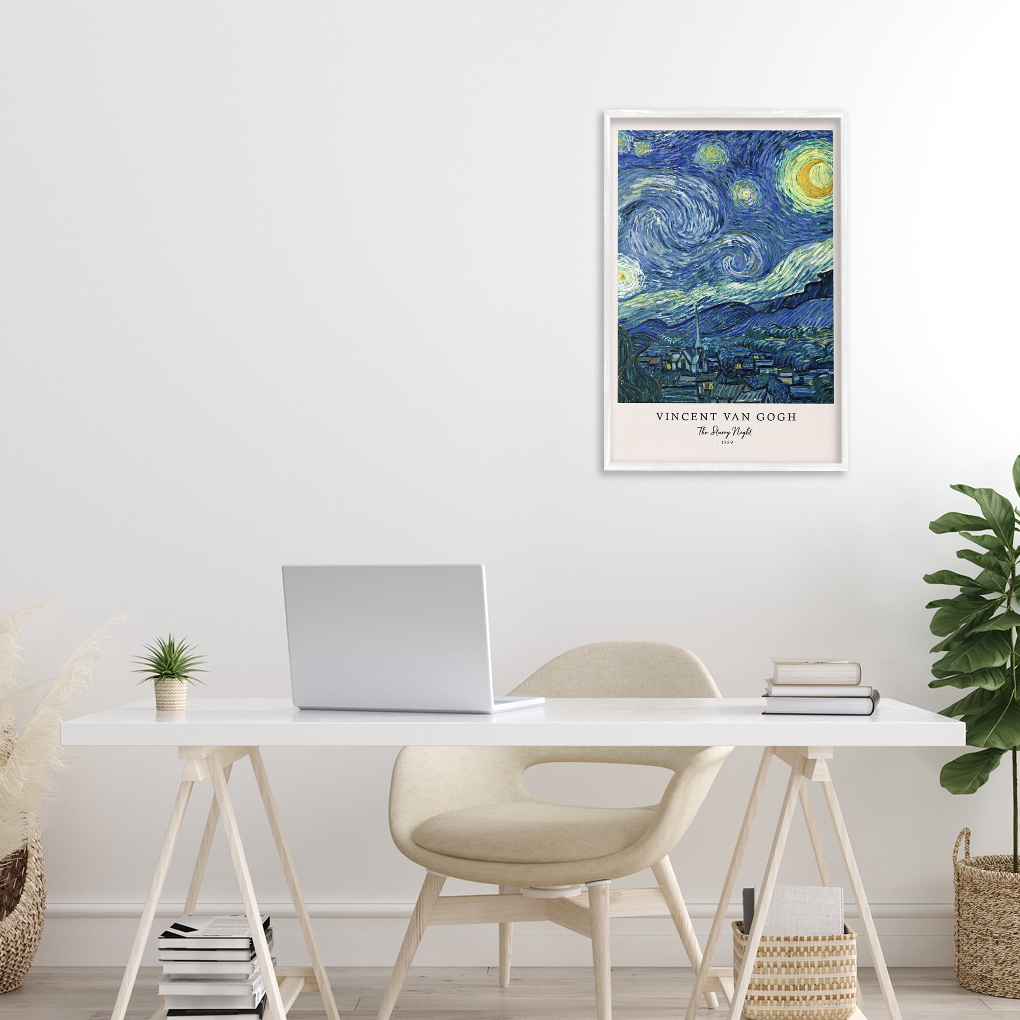 Stupell Industries Classic Starry Night Van Gogh White Framed Giclee Art, design by Vintage Hustle