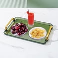 thumbnail image 2 of 2 Pack Small and Large Serving Tray with Handles Clear Jewelry Tray Valet Tray Plastic Serving Tray for Party, Kitchen, Bathroom, Dessert Table, Cupcake Display-Green, 2 of 5