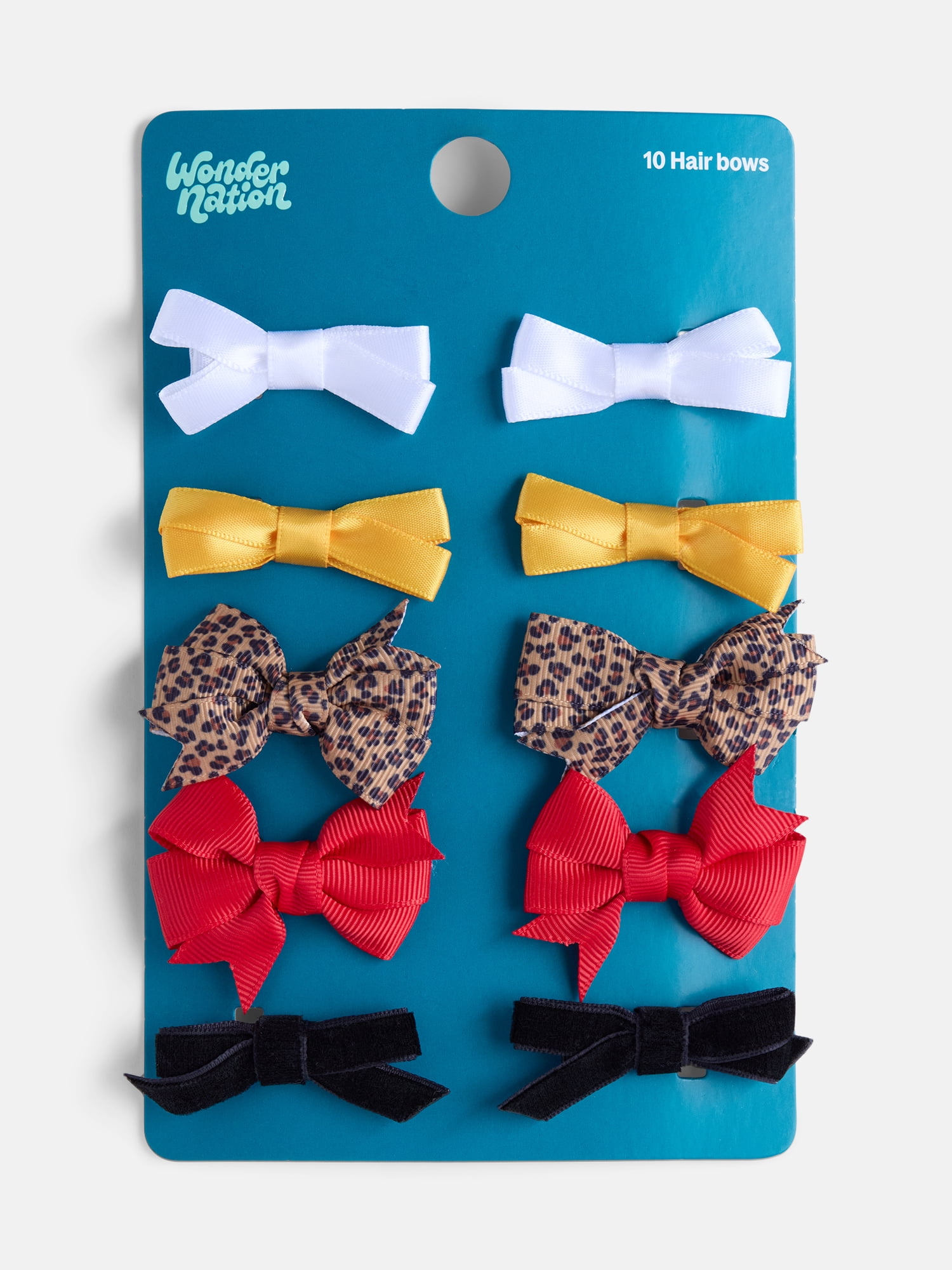 Wonder Nation Girls Mini Hair Bows, 10-Pack, Multi