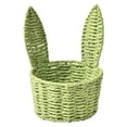 thumbnail image 1 of Adorable cesta tejida con orejas de conejo, organizador de dulces, decorativo y multiusos. Verde, 1 of 9