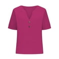 thumbnail image 5 of YOTMKGDO jelly color Short Sleeve V-Neck Shirt | Women's Fashi0nable Casual V Neck d Top T Shirt, summer tops for women (Hot Pink, S), 5 of 6