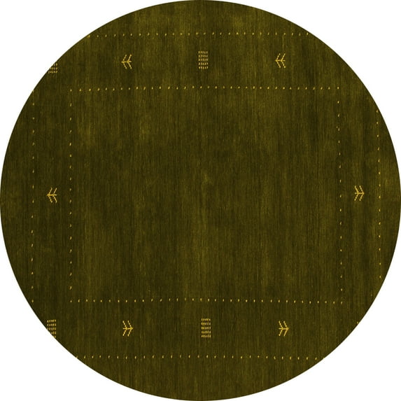 Ahgly Company Indoor Round Abstract Yellow Contemporary Area Rugs, 6' Round