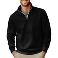 thumbnail image 2 of Cold Weather Sweatshirt Men Quarter Zip Pullover Activewear 3/4 Zip Pullover Long Sleeve Big and Tall Polo Sweaters Black XL, 2 of 4