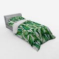 thumbnail image 3 of Leaf Duvet Cover Set, Romantic Holiday Island Hawaiian Banana Trees Watercolored Image, Bedding Set with Shams and Fitted Sheet, 3 Sizes, by Ambesonne, 3 of 3