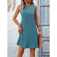 thumbnail image 5 of Women Summer Dresses for Island Vacation Sleeveless V Neck Tunic Dress Casual Beach Sundress Sea Blue L, 5 of 8