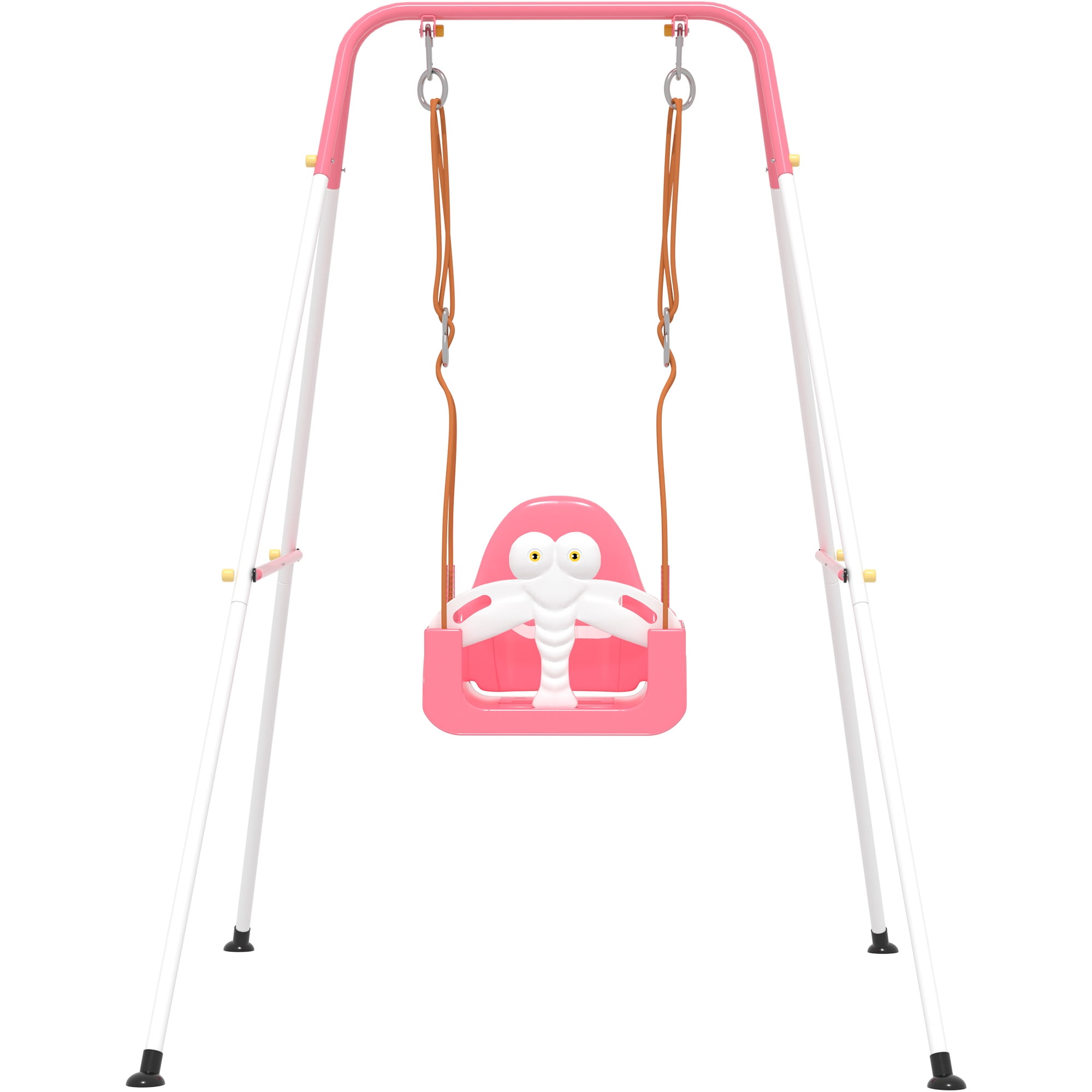 3-in-1 Swing Set,Safety Belt,Indoor/Outdoor,Easy Assembly,Sturdy Metal Stand for Playground/Backyard/Nursery,Pink