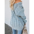 thumbnail image 3 of Women's Off Shoulder Long Sleeve V-Neck Ribbed Cable Pullover Sweaters Loose Fitting Jumper Tops, 3 of 7