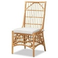 thumbnail image 2 of Baxton Studio Rose Modern Bohemian White Fabric Upholstered and Natural Brown Rattan Dining Chair, 2 of 7