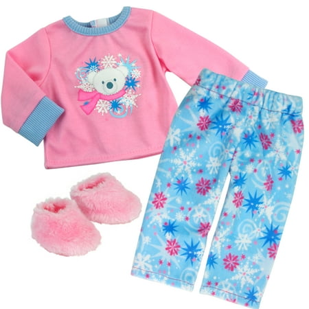 Image of Sophia s Winter PJs and Slippers for 18 Dolls Pink/Blue