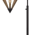 thumbnail image 3 of Tubular Metal Downbridge Floor Lamp with Wooden Accents, Black- Saltoro Sherpi, 3 of 5