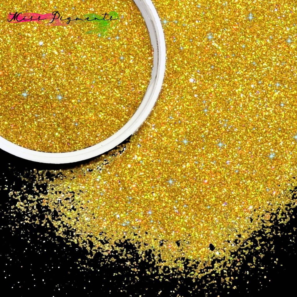 MISS PIGMENTS Extra Fine Glitter / Ultra Fine GOLD HOLOGRAPHIC GLITTER 1/128" .008" 0.2MM for Nail Art Craft Makeup Paint Pen Escarcha Para Manualidades