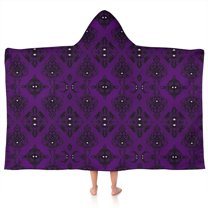 Purple Black Ornament Eye Pattern Hooded Bath Towel，50"x30" for Ages 3 To 12 Kids, Quick Dry Lightweight Soft Microfiber Hood Beach Towel Cover Up for Kids